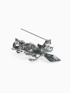 Брошь «Сова на ветке», голубая в чернёном серебре - Фото 4