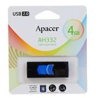 Флешка Apacer AH332, 4 Гб, USB2.0, чт до 25 Мб/с, зап до 15 Мб/с, чёрно-синяя - Фото 2