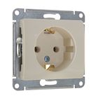 Розетка SE Glossa, 16 А, 250 В, встраиваемая, с з/к, IP20, бежевая, GSL000243 - Фото 1