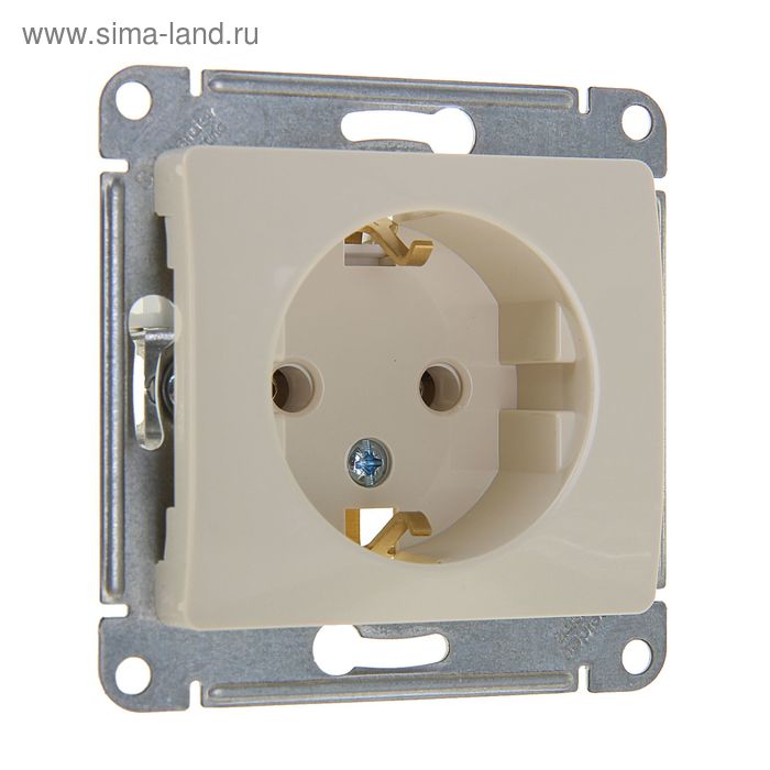Розетка SE Glossa, 16 А, 250 В, встраиваемая, с з/к, IP20, бежевая, GSL000243 - Фото 1