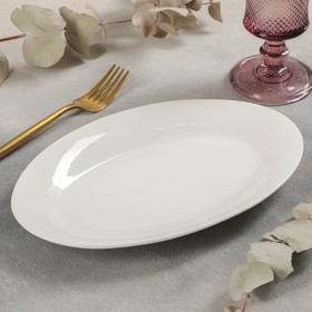 Блюдо овальное White Label, 25,5×17×2 см, с утолщённым краем, цвет белый