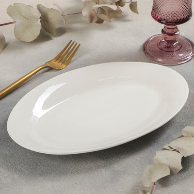 Блюдо фарфоровое овальное c утолщённым краем Доляна White Label, 25,5×17×2 см, цвет белый