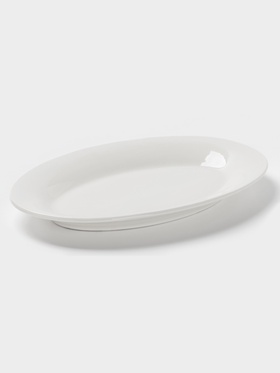 Блюдо овальное c утолщённым краем Доляна White Label, 25.5×17×2 см, фарфор, белое
