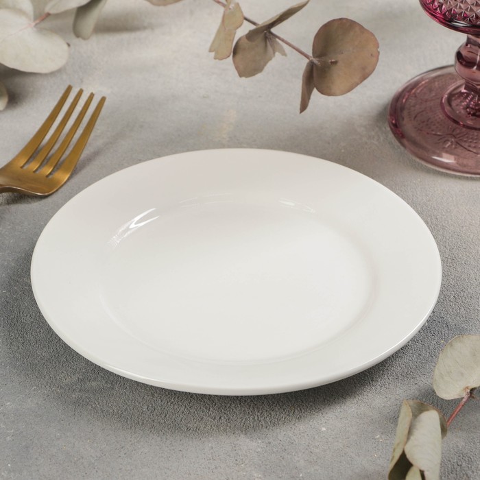 Тарелка фарфоровая пирожковая с утолщённым краем Доляна White Label, d=15 см, цвет белый - фото 1908268421
