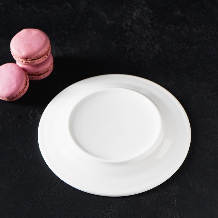 Тарелка фарфоровая десертная с утолщённым краем Доляна White Label, d=17,5 см, цвет белый - фото 1927273258