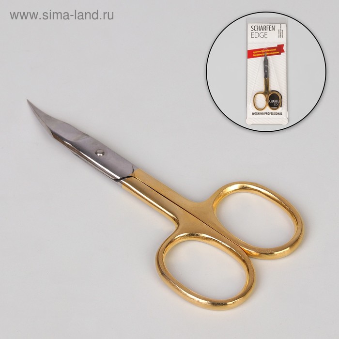 Ножницы маникюрные, загнутые, широкие, 9 см, цвет серебристый/золотистый, NSEC-603-HG-CVD - Фото 1