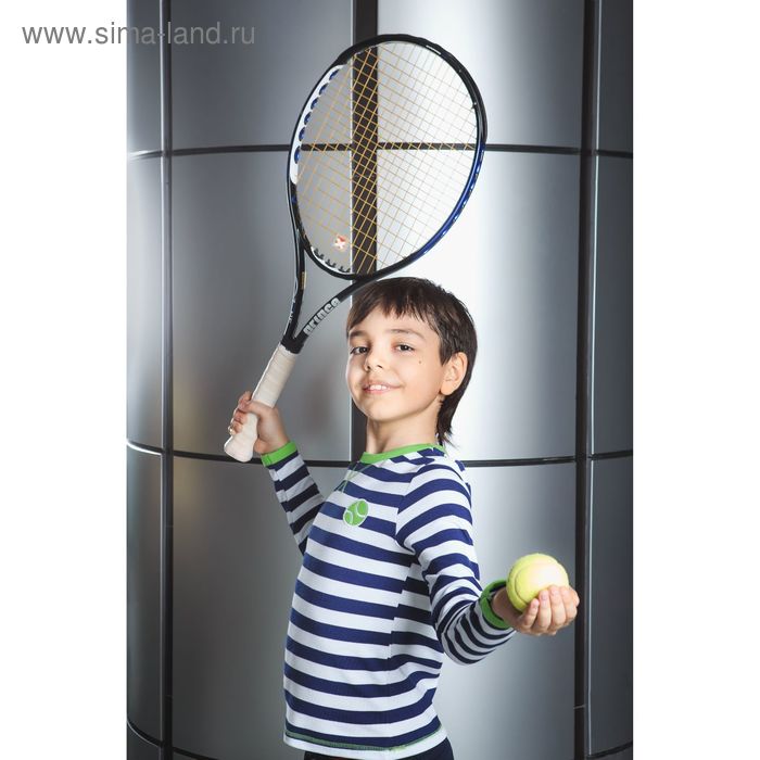 Футболка для мальчика с длинным рукавом, рост 134-140 см, цвет синий/полоска (арт. AZ-807) - Фото 1