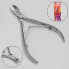 Кусачки маникюрные для кутикулы, двойная пружина, 10 см, длина лезвия - 6 мм, цвет матовый серебристый, PN-2/6-D-BJ - Фото 1