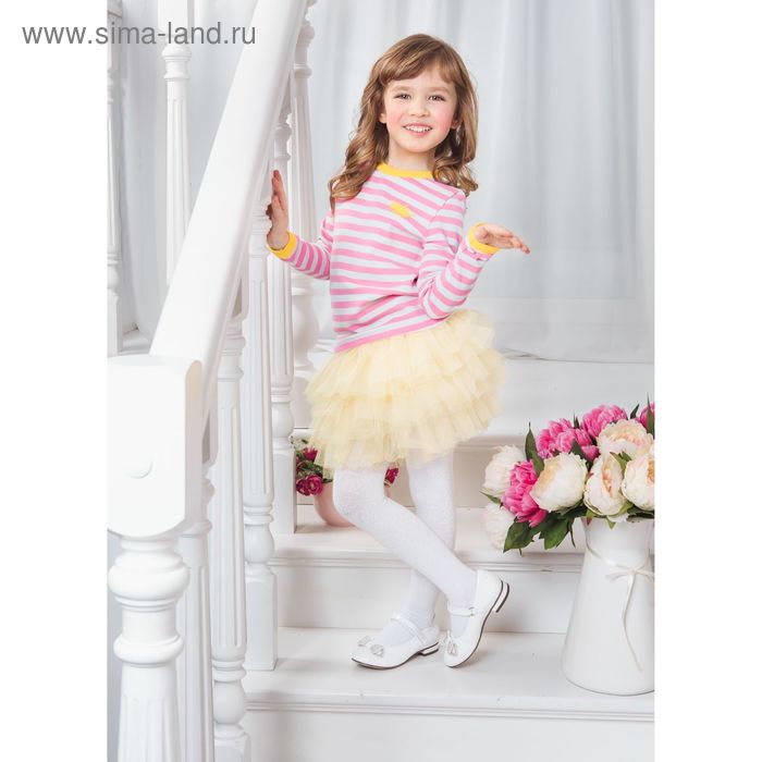 Футболка для девочки с длинным рукавом, рост 98-104 см, цвет розовый/полоска - Фото 1