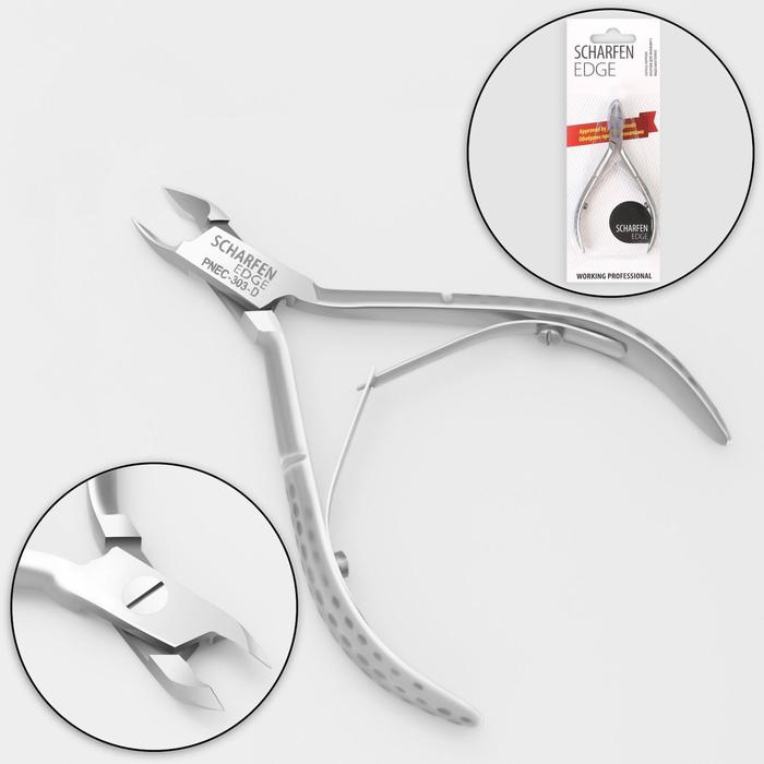 Кусачки маникюрные для кутикулы, двойная пружина, 10 см, длина лезвия - 4 мм, цвет матовый серебристый, PNEC-303-D-LJ - Фото 1