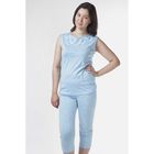Пижама женская (футболка, брюки укор) Р208046 голубой, рост 170-176 см, р-р 50 - Фото 1