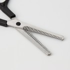 Ножницы парикмахерские, филировочные, с упором, двусторонние, лезвие — 6 см, цвет чёрный, Н-052 - Фото 3