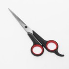 Ножницы парикмахерские, с упором, лезвие — 6 см, цвет чёрный/красный, H-087 - фото 9187072