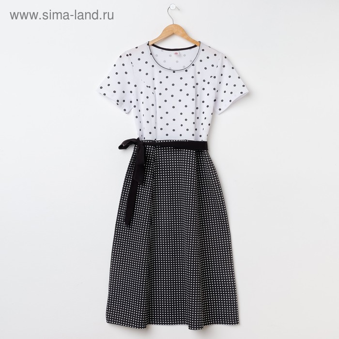 Платье женское, цвет чёрный/белый, рост 170-176 см, размер 52 - Фото 1