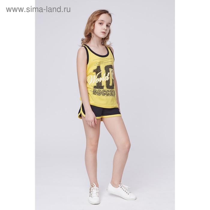 Комплект для девочки (топ+шорты), рост 158-164 см (42), цвет жёлтый/чёрный - Фото 1