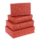 Набор коробок 4 в 1 "Сердечки на красном крафт", 30 х 20 х 8 - 24 х 14 х 5 см - Фото 1