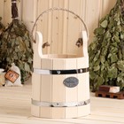 Ведро - запарник для бани и сауны «Емеля», 5 л, липа, нержавеющий обруч, ручка - верёвка, «Добропаровъ» - Фото 4