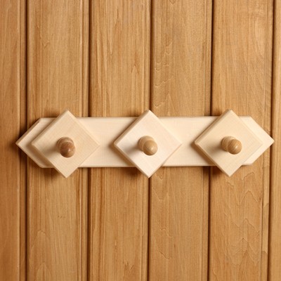 Вешалка для бани и сауны, 37×10 см, 3 крючка, деревянная, «Добропаровъ»