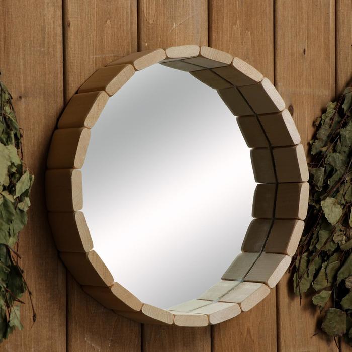 Зеркало «Бочонок», 29×29 см, в деревянной раме, круглое - Фото 1
