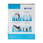 Чайник электрический Vitek VT-7009, стекло, 1.7 л, 2200 Вт, подсветка, серебристый - Фото 7