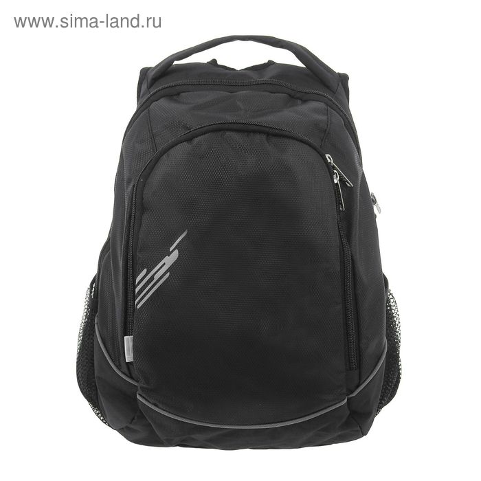 Рюкзак молодёжный на молнии, 2 отдела, 2 наружных кармана, чёрный - Фото 1