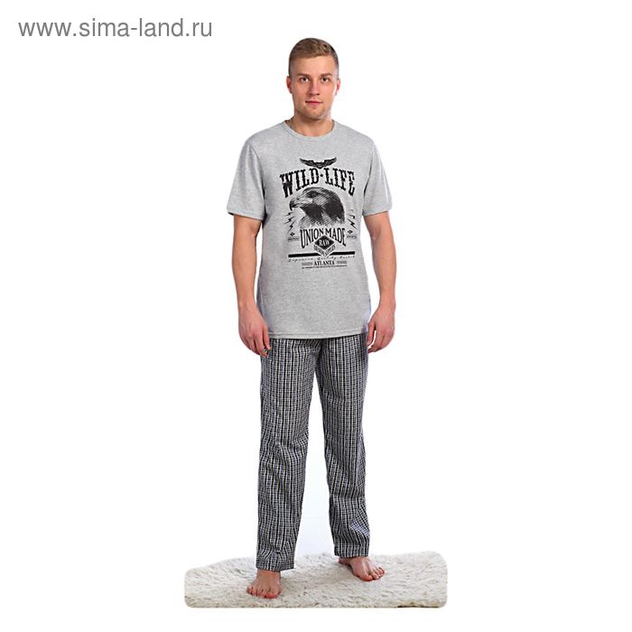 Комплект мужской (футболка, брюки), размер 48, цвет серый (арт. 945а) - Фото 1