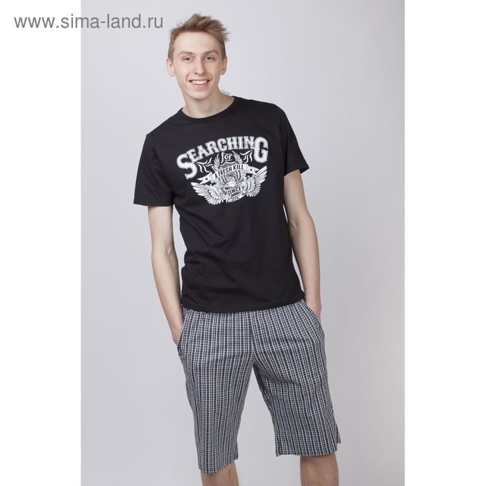 Комплект мужской (футболка, шорты), размер 56, цвет чёрный (арт. 886/2) - Фото 1