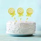 Набор для украшения торта «Карамелька», с бантиком, набор 6 шт., цвет жёлтый - Фото 1