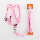 Комплект «Цветные следы», ширина 1 см, поводок 120 см, шлейка 23-35 см, розовый - Фото 7