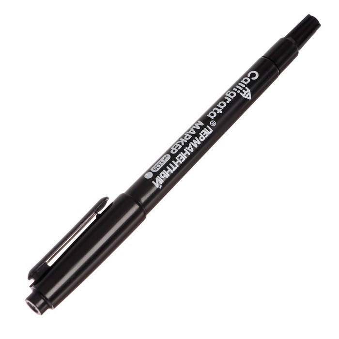 Маркер перманентный Calligrata, чёрный, двухсторонний, узел 2.0 мм/0.7 мм - Фото 1