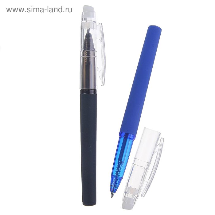 Ручка шариковая со стираемыми чернилами, линия 0,8 мм, стержень синий, прорезиненный корпус, МИКС (штрихкод на штуке) - Фото 1