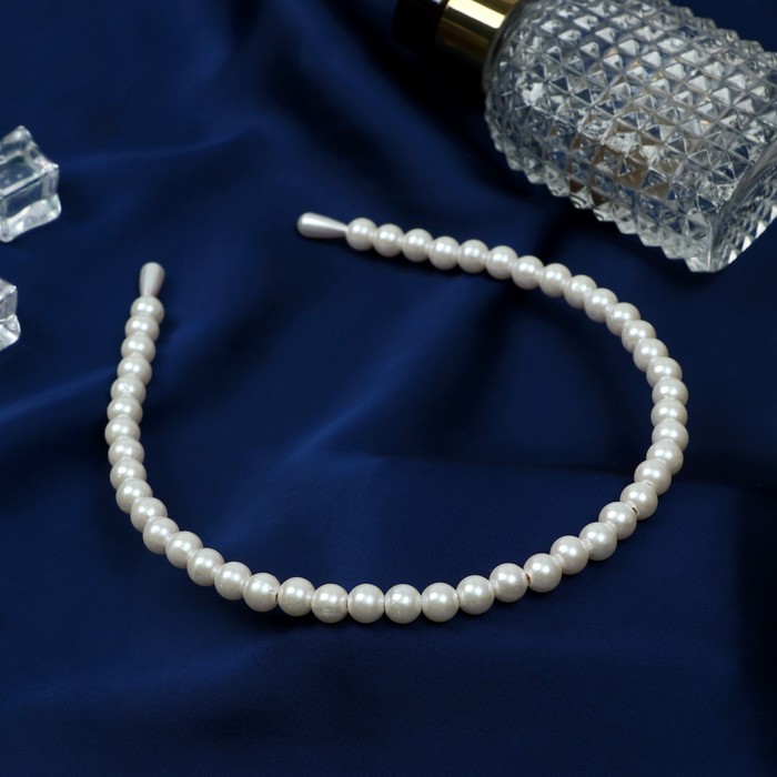 Ободок для волос «Жемчужный рай», 0.7 см, белый - Фото 1