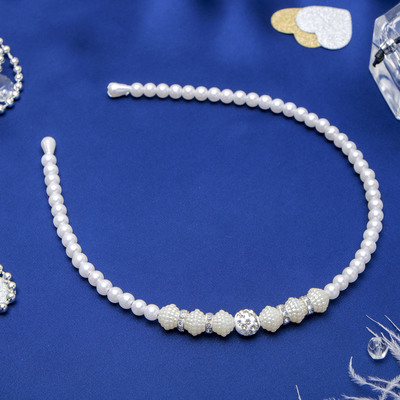 Ободок для волос "Жемчужный рай" 0,5 см шарики вкрапление