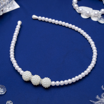 Ободок для волос "Жемчужный рай" 0,5 см три шарика