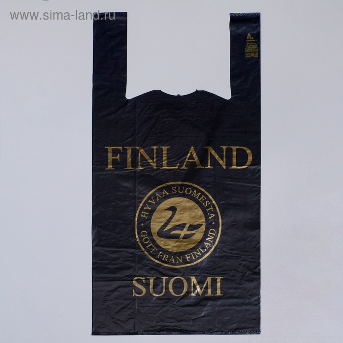 Пакет "Suominen" чёрный, полиэтиленовый, майка, 28 х 55 см, 35 мкм - Фото 1