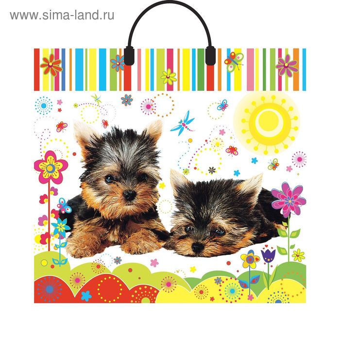 Пакет "Щенки New", полиэтиленовый с пластиковой ручкой, 38 х 35 см, 110 мкм - Фото 1