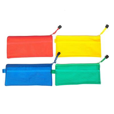 Папка-конверт на молнии, А65, с сеткой внутри, 24×11 см, МИКС