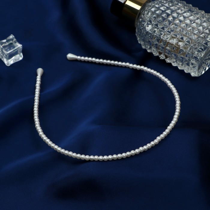 Ободок для волос «Жемчужный рай», 0.3 см, белый - Фото 1