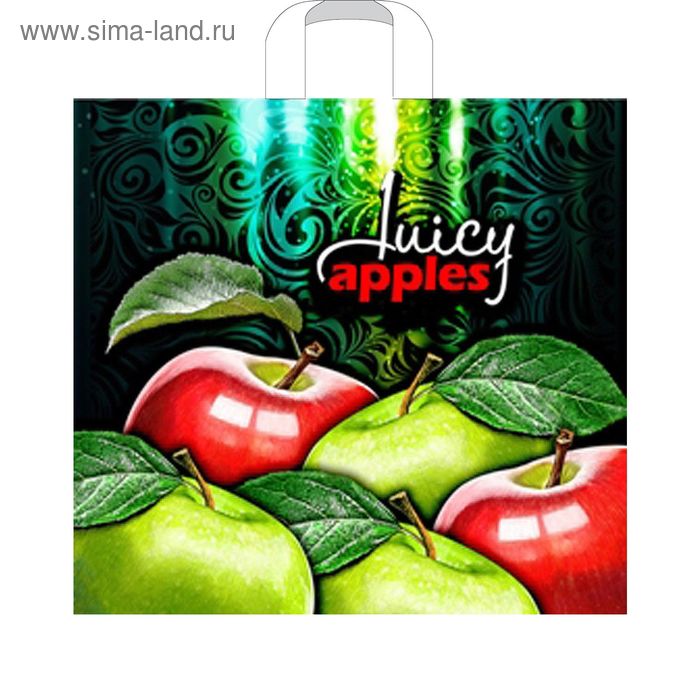Пакет "Сочные яблоки", полиэтиленовый с петлевой ручкой, 40х36 см, 70 мкм - Фото 1