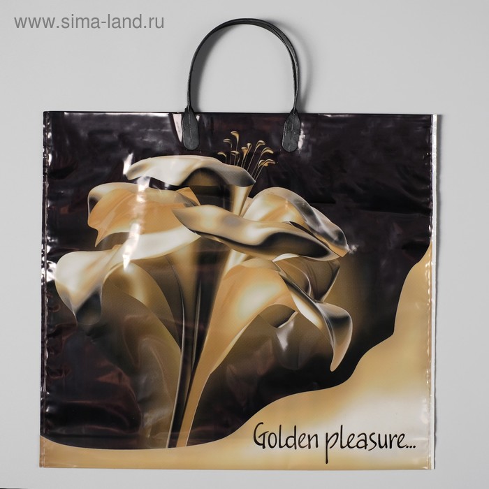 Пакет Золотой цветок, полиэтиленовый с пластиковой ручкой, 38 х 35 см, 110 мкм
