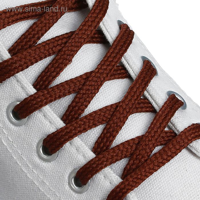 Шнурки для обуви плоские, 7мм, 120см, цвет коричневый - Фото 1