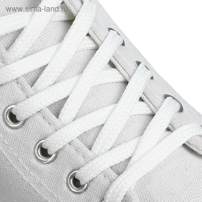 Шнурки для обуви плоские, 7мм, 140см, цвет белый - Фото 1