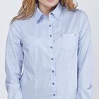 Блузка с длинным рукавом, принт горох, размер 50, рост 170 см, цвет голубой (арт. 15113 С+) - Фото 3