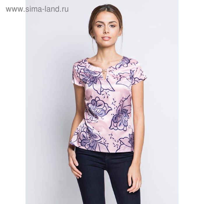 Блузка короткий рукав 15157-0.5,размер 44,рост 170 см,цвет розовый - Фото 1