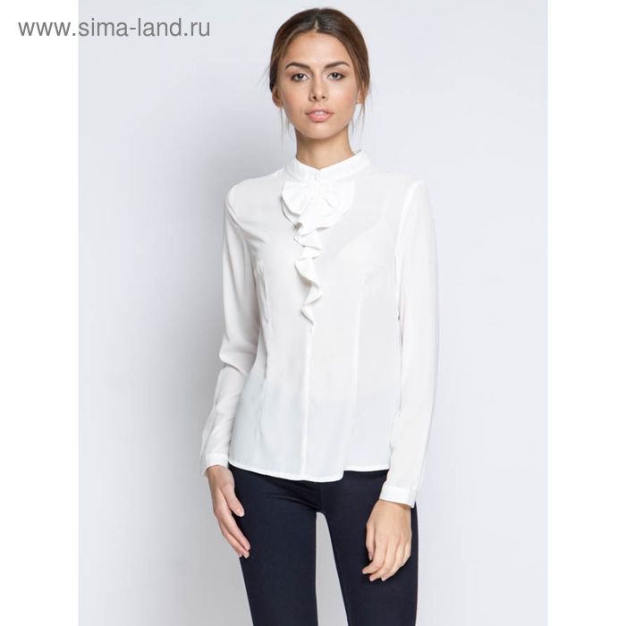 Блузка длинный рукав 15160,размер 46,рост 170 см,цвет белый - Фото 1