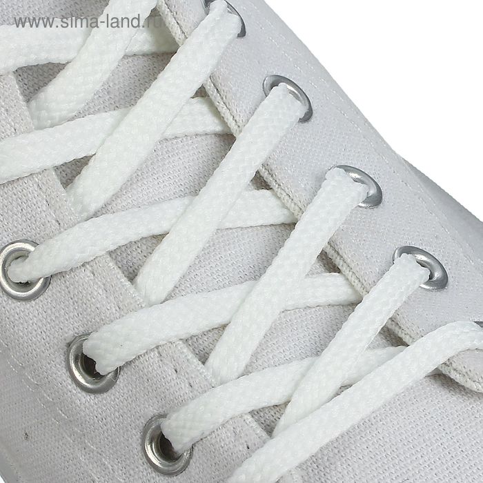 Шнурки для обуви плоские, 7мм, 70см, цвет белый - Фото 1