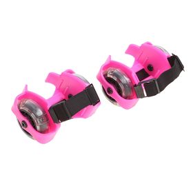 Ролики для обуви раздвижные ONLITOP, светящиеся колёса РVC 70 мм, ширина 6-10 см, до 70 кг, цвет розовый