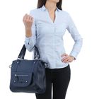 Сумка женская на молнии, 1 отдел, наружный карман, синяя - Фото 2