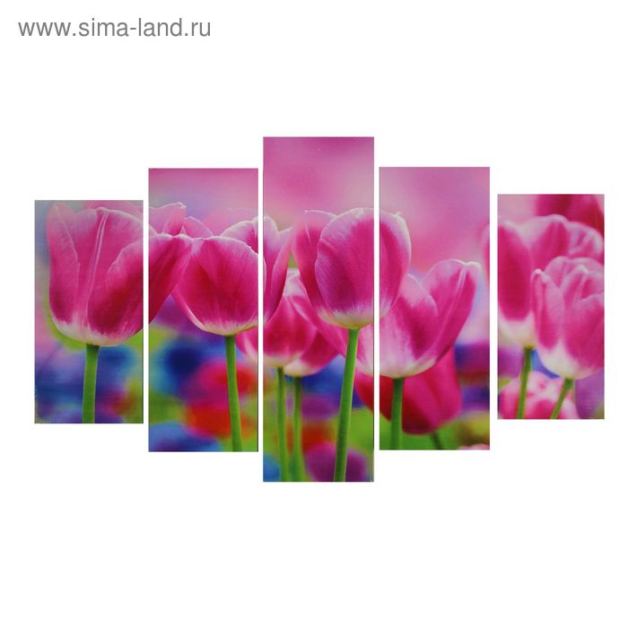Картина модульная на подрамнике "Яркие тюльпаны" 2-25*52, 2-25*66,5, 1-25*80, 80*140 см - Фото 1