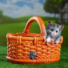 Фигурное кашпо "Котёнок в лукошке" 24х22х19см - фото 8458408
